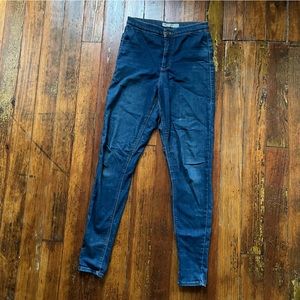 Topshop Joni High Waist, High Stretch Blue Skinny Jeans